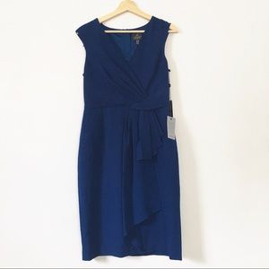 NWT Adrianna Papell Blue Draped Surplice Dress